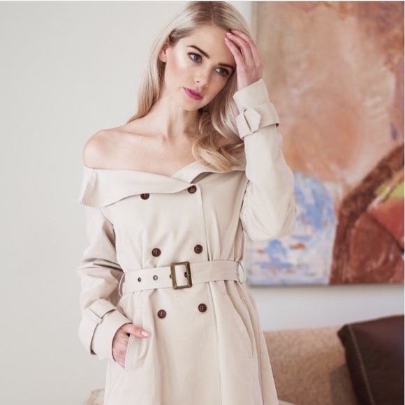 🆕Sugarlips Off the Shoulder Trench Coat - Picture 2 of 8